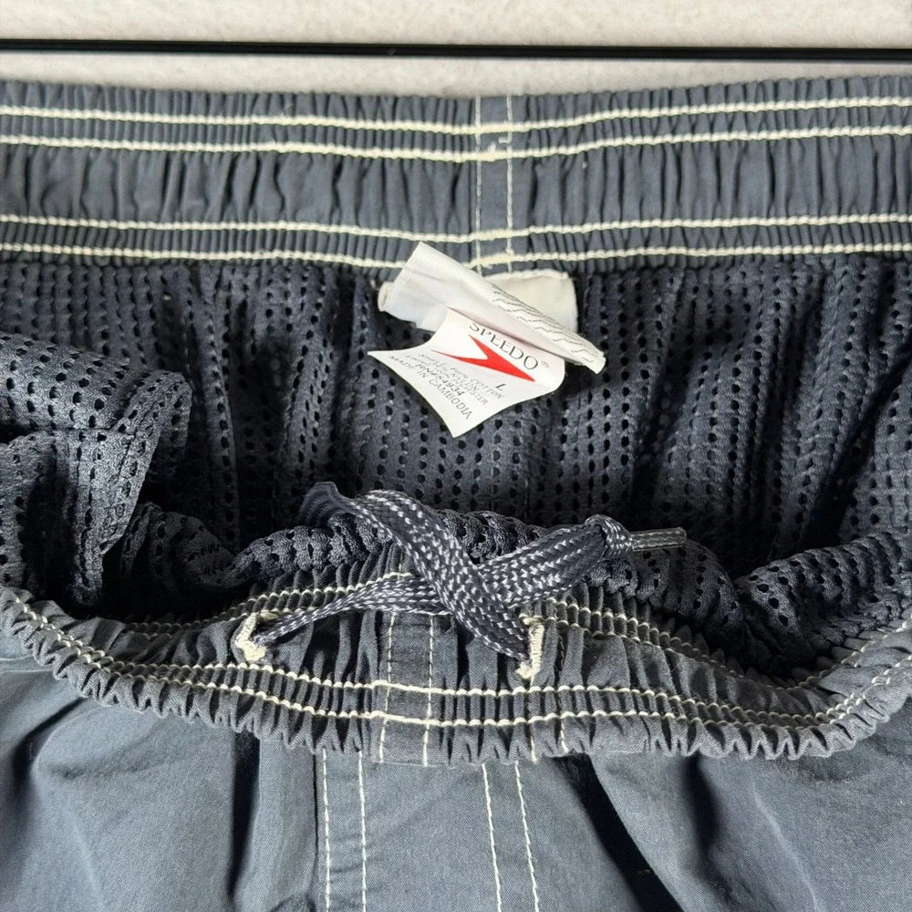 Speedo Mens Beach Bungalow Swim Trunks‎ Gray Cargo Board Shorts 732730 NWT L